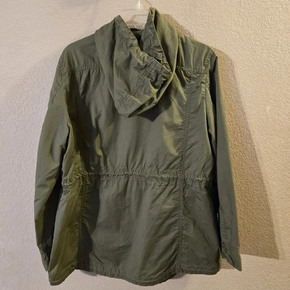 Kenneth Cole Reaction Womens Olive Green Lightweight Hooded Long Sleeve Jacket L - Picture 7 of 10